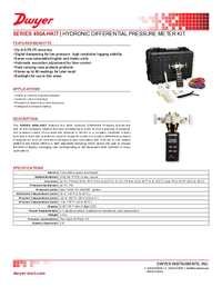 Thumbnail of document Data Sheet - 490A Hydronic Differential Pressure Manometer